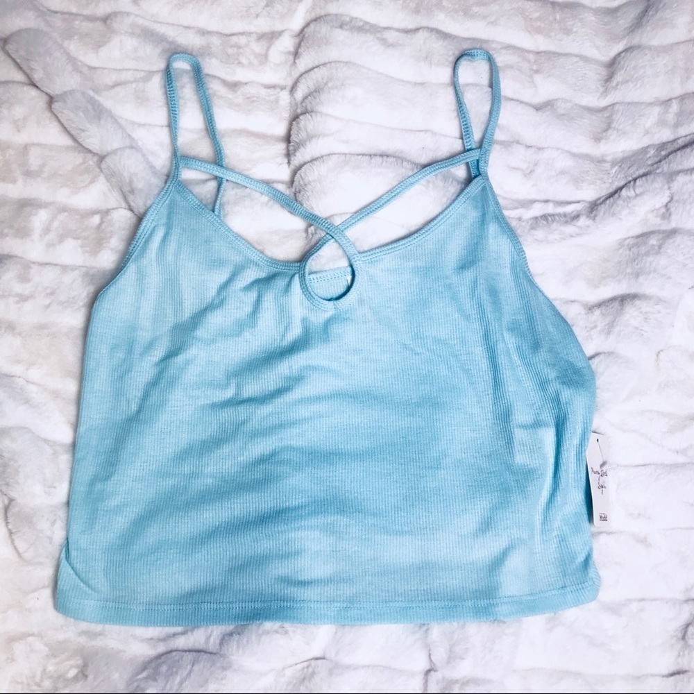 MUDD Juniors Blue Brami Cropped Summer Cami